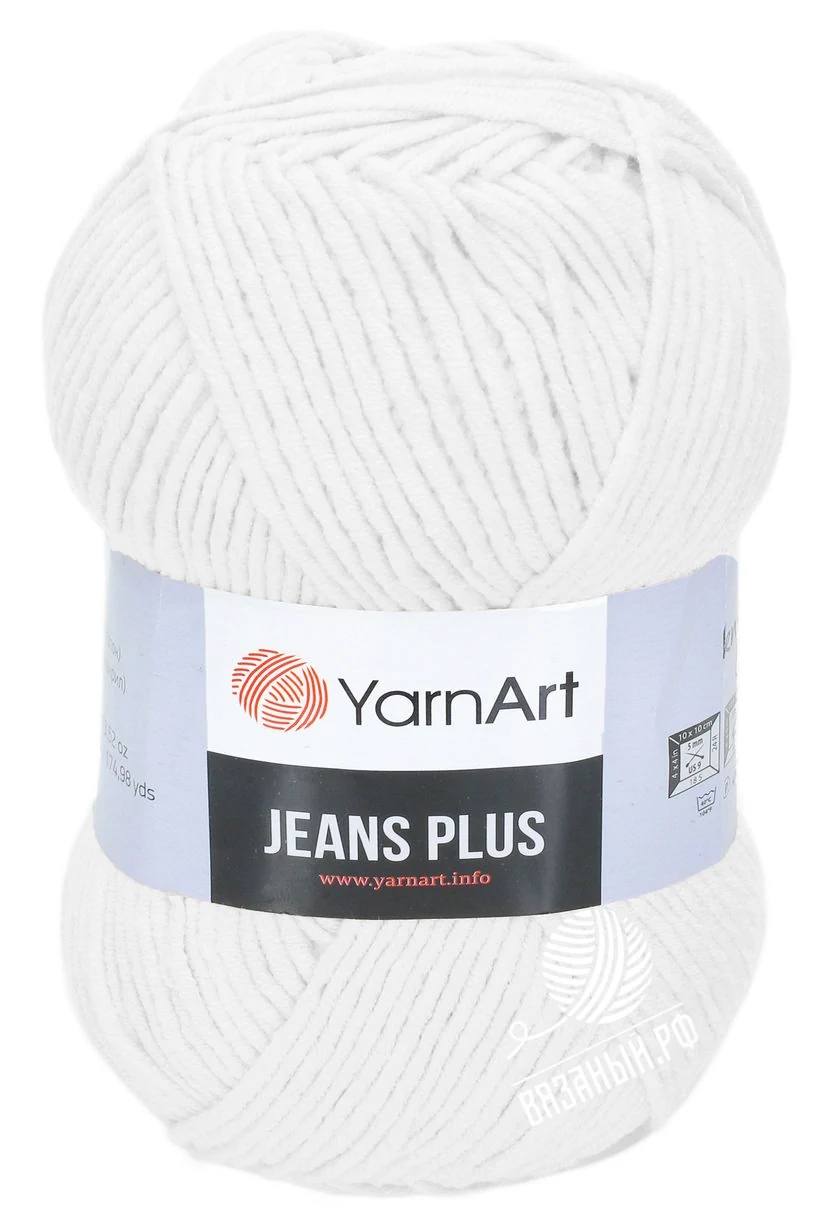 Пряжа/нитки YarnArt Jeans – цвет 62 белоснежный