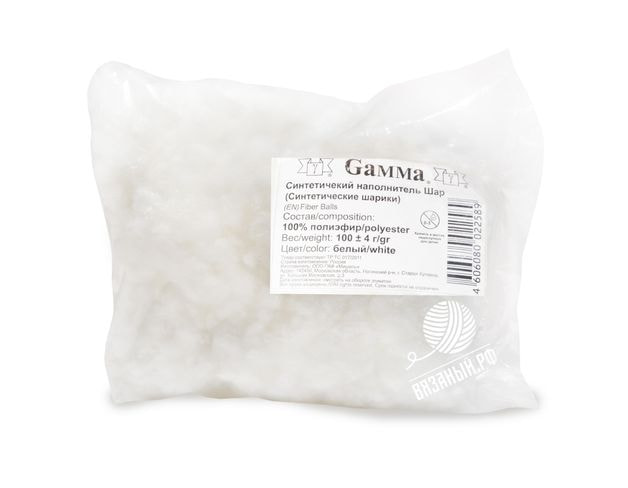 Принадлежности для вязания Gamma Синтетические шарики Gamma, 100 г/кв.м ± 4 г, 100% полиэфир, белый